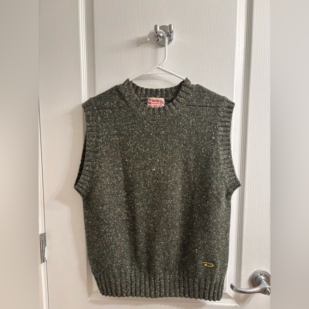 Vintage Diesel Men’s Green Wool Sweater Vest